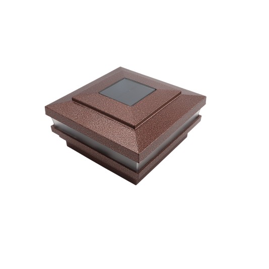 4.5" Sq. Cape May Solar LED Lighted Vinyl Post Cap for Vinyl Fence and Railing (Antique Copper)
