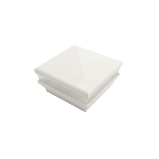 4.5" Sq Neptune Low Voltage LED Lighted Vinyl Post Cap for Vinyl Fence and Railing (Warm White) White