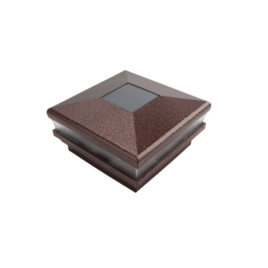 4.5"Sq. Neptune Solar LED Lighted Vinyl Post Cap for Wood and Vinyl Fence (Antique Copper)