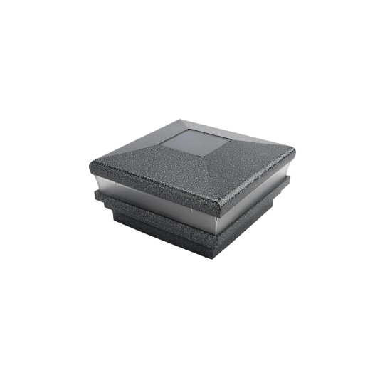 LMT-1564AGR 4.5" Sq. Neptune Solar LED Lighted Vinyl Post Cap - Antique Gray
