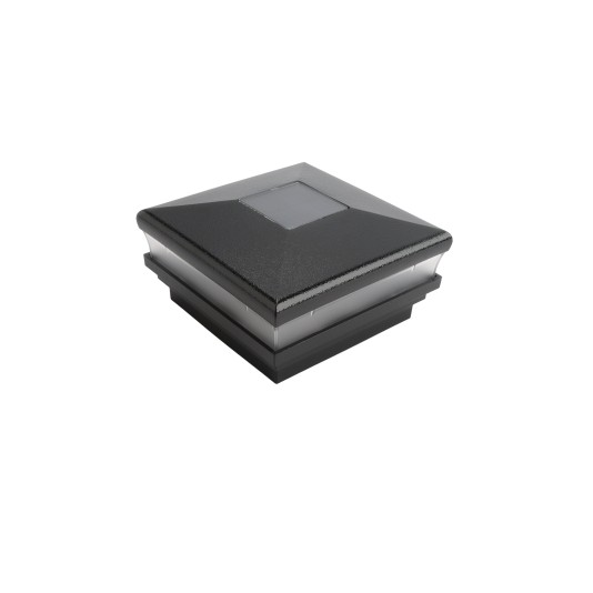 4.5" Sq. Neptune Solar LED Lighted Vinyl Post Cap for Vinyl Fence and Railing (Hammertone Black)
