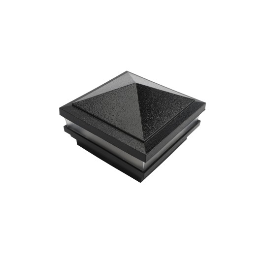 4.5" Sq Haven Low Voltage LED Lighted Vinyl Post Cap for Vinyl Fence and Railing (Warm White) Hammertone Black