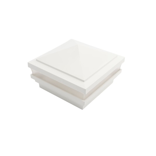 4.5" Sq Haven Low Voltage LED Lighted Vinyl Post Cap for Vinyl Fence and Railing (Warm White) White