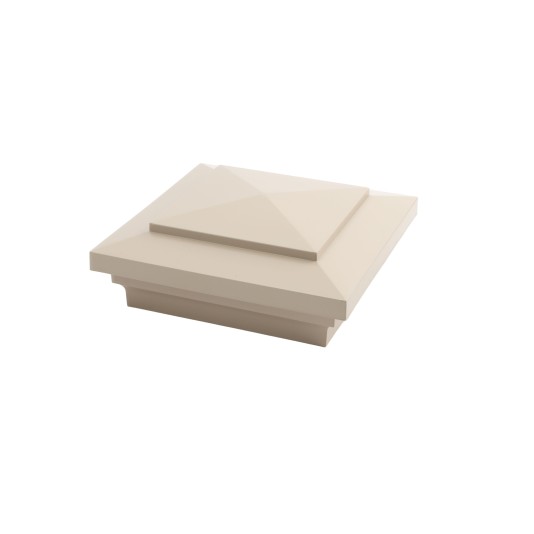 4.5" sq Cape May Style Vinyl Post Cap for Vinyl Fence and Railing (Khaki)