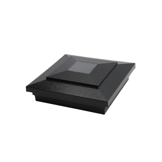 5" Sq. Cape May Downward Solar LED Lighted Vinyl Post Cap for Vinyl Fence and Railing (Hammertone Black)