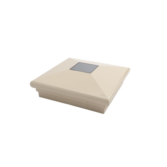 LMT-1642NA 5" Sq. Neptune Downward Solar LED Lighted Vinyl Post Cap - Almond