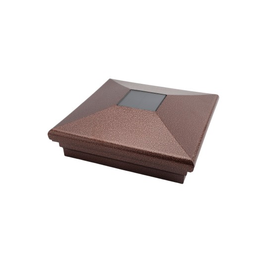 5" Sq. Neptune Downward Solar LED Lighted Vinyl Post Cap for Vinyl Fence and Railing (Antique Copper)