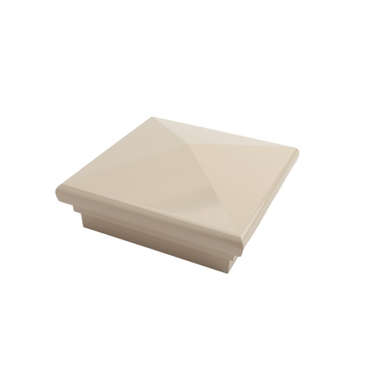 4" Sq. Neptune Downward Low Voltage LED Lighted Post Cap for Vinyl Fence and Railing (Warm White) Almond