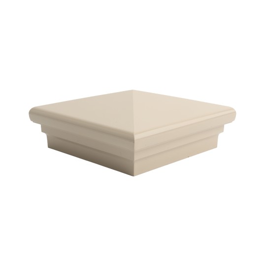 4" Sq. Neptune Downward Low Voltage LED Lighted Post Cap for Vinyl Fence and Railing (Cool White) Almond