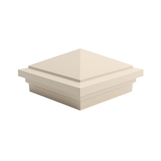 4" Sq. Haven Downward Low Voltage LED Lighted Post Cap for Vinyl Fence and Railing (Cool White) Almond