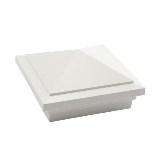 4" Sq. Haven Downward Low Voltage LED Lighted Post Cap for Vinyl Fence and Railing (Warm White) White
