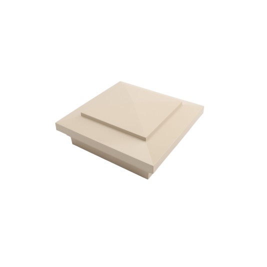 4" Sq. Cape May Downward Low Voltage LED Lighted Vinyl Post Cap for Vinyl Fence and Railing (Warm White) Almond