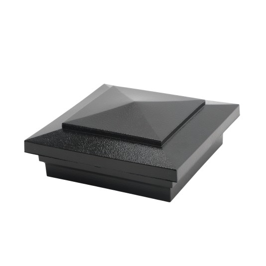 LMT 4" Sq. Cape May Downward Low Voltage LED Lighted Vinyl Post Cap - Hammertone Black LMT-1645HB-5K