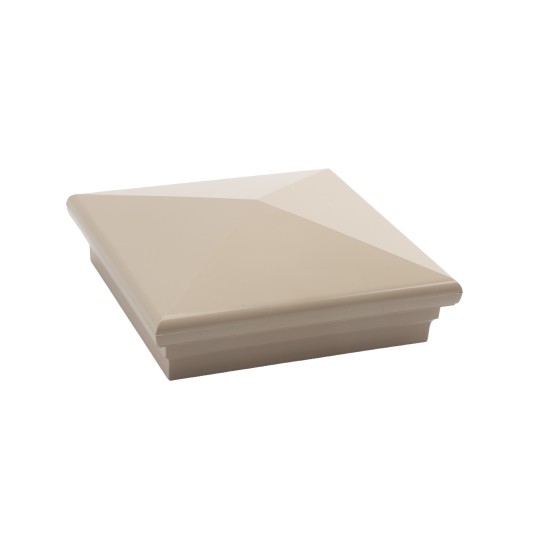 5" Sq. Neptune Downward Low Voltage LED Lighted Post Cap for Vinyl Fence and Railing (Cool White) Khaki 