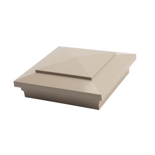 LMT 5" Sq. Cape May Downward Low Voltage LED Lighted Vinyl Post Cap - Khaki LMT-1647KK-5K