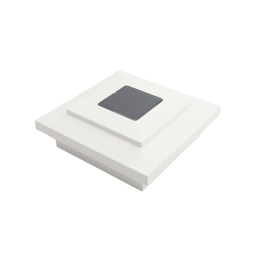 4" Sq. Cape May Solar Vinyl Post Cap with Accessory Connection for Vinyl Fence and Railing (White)