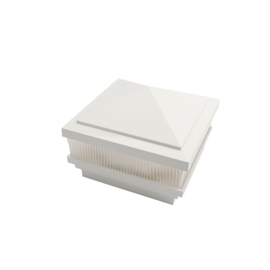 4" Sq. Haven Scallop Lens Low Voltage LED Lighted Post Cap - White LMT-1661W-3K