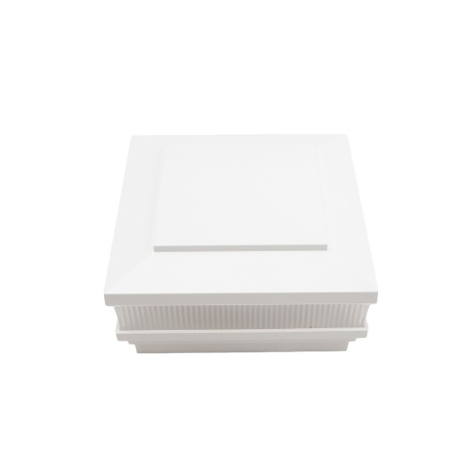 LMT 5" Sq. Cape May Scallop Lens Low Voltage LED Lighted Vinyl Post Cap - White LMT-1662W-5K