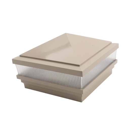 5" Sq. Haven Scallop Lens Low Voltage LED Lighted Post Cap - Khaki LMT-1664KK-3K