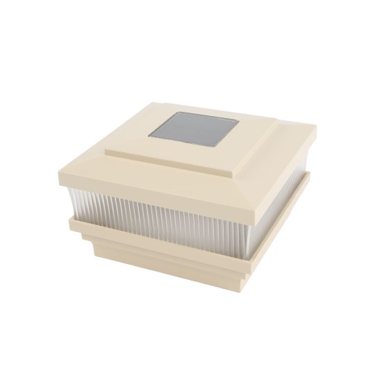 5" Sq. Cape May Solar Vinyl Post Cap with Accessory Connection for Vinyl Fence and Railing (Almond)