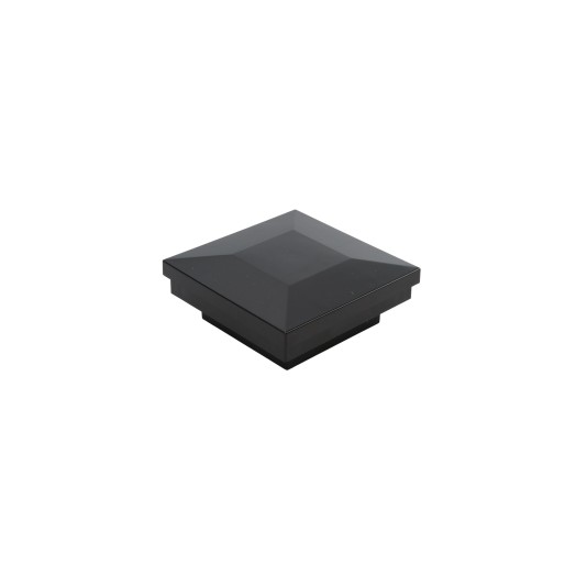 2" Sq. Ornamental Downward Low Voltage LED Lighted Vinyl Post Cap for Vinyl Fence and Railing (Warm White) Black