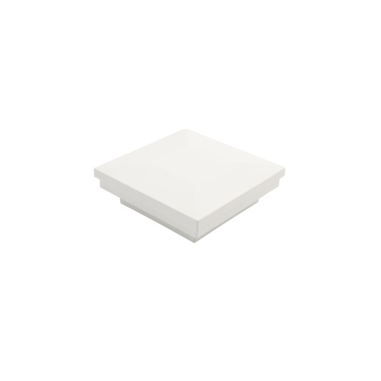 2 1/2" Sq. Ornamental Downward Low Voltage LED Lighted Vinyl Post Cap for Vinyl Fence and Railing (Warm White) White