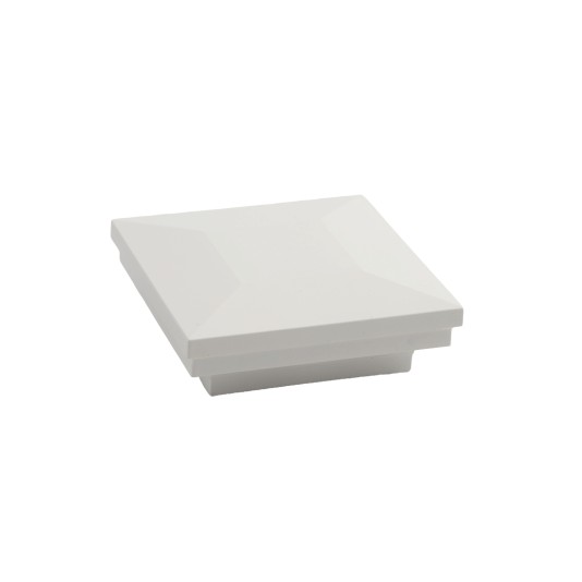 2 1/2" Sq. Ornamental Downward Low Voltage LED Lighted Vinyl Post Cap for Vinyl Fence and Railing (Cool White)