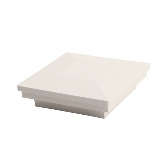 3" x 3" Ornamental Downward Low Voltage (Cool White LED) Light Post Cap - Textured White