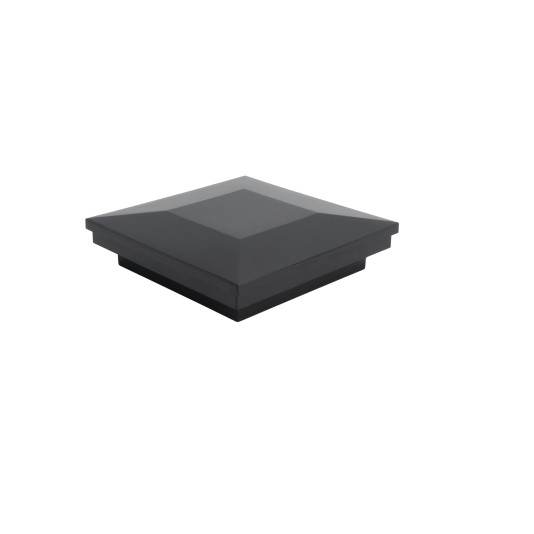 3.5" (3 1/2" x 3 1/2") Ornamental Downward Low Voltage (Cool White LED) Lighted Vinyl Post Cap - Black