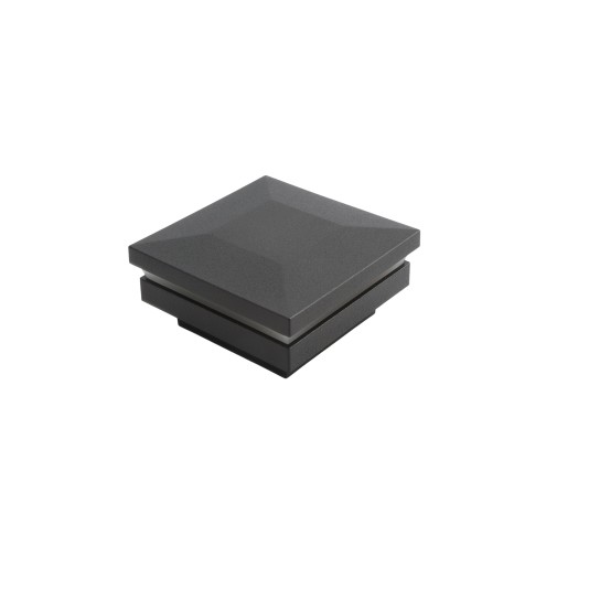 2" Sq. Ornamental Low Voltage LED Lighted Vinyl Post Cap for Vinyl Fence and Railing (Warm White) Textured Black