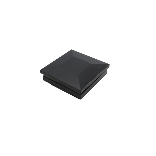 2 1/2" Sq. Ornamental Low Voltage LED Lighted Vinyl Post Cap for Vinyl Fence and Railing (Cool White) Black