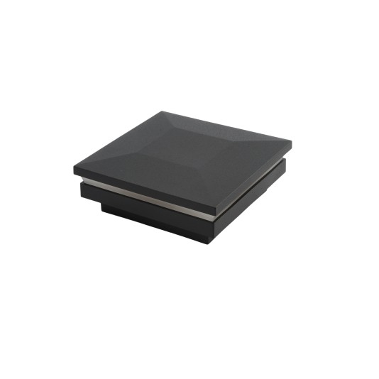 3” Sq. Ornamental Low Voltage LED Lighted Combo Post Cap - 1764TB-3K - Textured Black