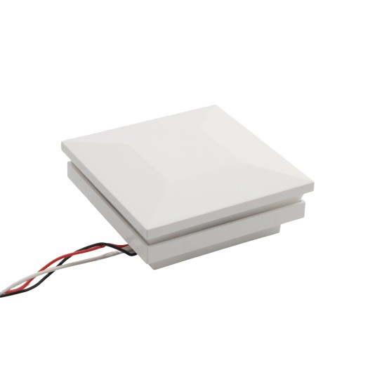 3" Sq. Ornamental Low Voltage LED Lighted Combo Vinyl Post Cap for Vinyl Fence and Railing (Cool White) White