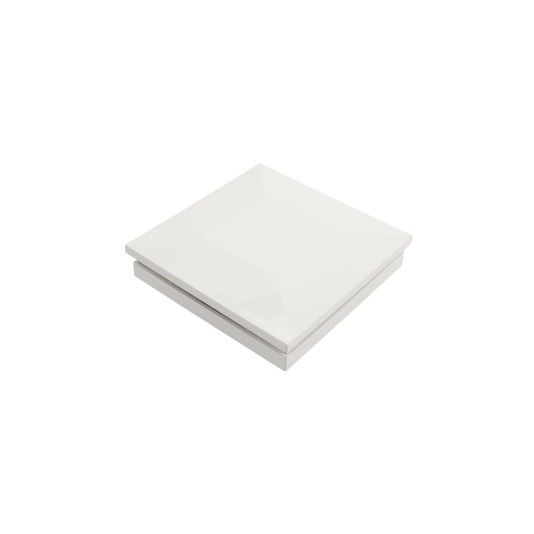 3 1/2" Sq. Ornamental Low Voltage LED Lighted Combo Vinyl Post Cap for Vinyl Fence and Railing (Warm White) White