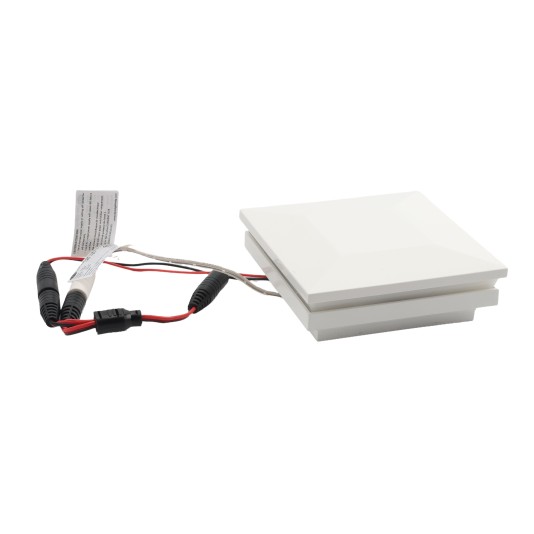 3 1/2" Sq. Ornamental Low Voltage LED Lighted Combo Vinyl Post Cap for Vinyl Fence and Railing (Cool White)