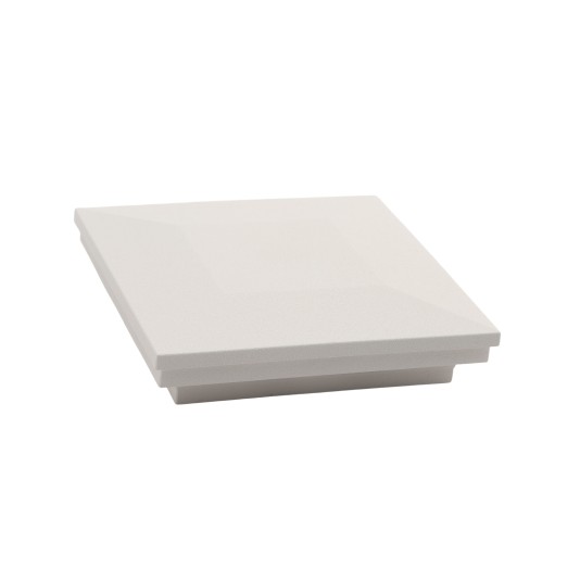 LMT 4" Sq. Ornamental Downward Low Voltage Light Post Cap (Textured White)