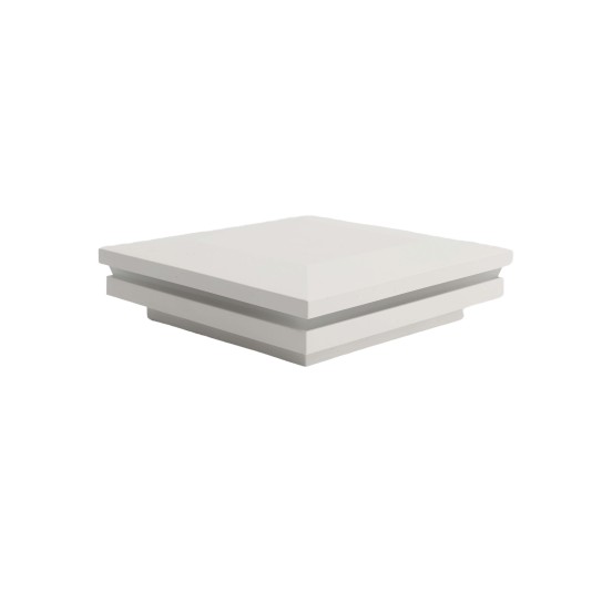 4 1/4" Sq. Ornamental Low Voltage LED Lighted Combo Vinyl Post Cap For AZEK/TimberTech Post Sleeves (Warm White) (Warm White) Low Gloss White