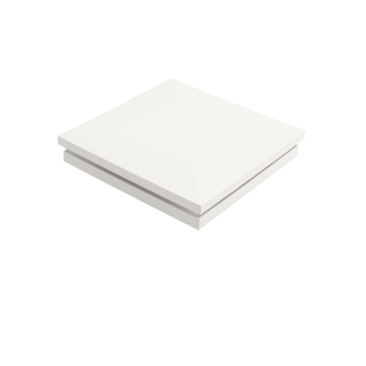 4 1/4" Sq. Ornamental Low Voltage LED Lighted Combo Vinyl Post Cap for Vinyl Fence and Railing (Cool White) White