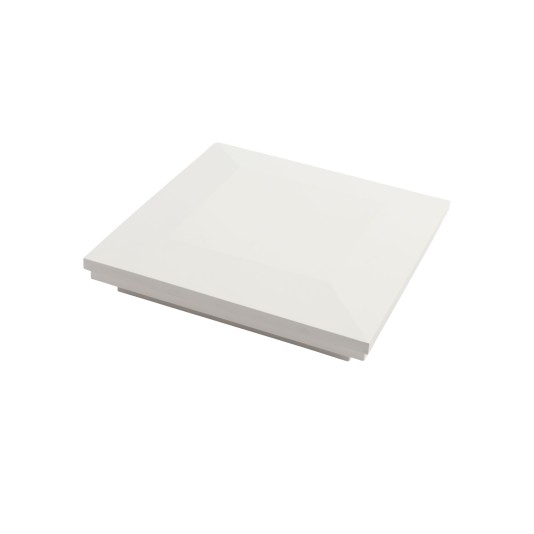 5.5" Sq. Ornamental Downward Low Voltage LED Lighted Vinyl Post Cap for Vinyl Fence and Railing (Cool White) White