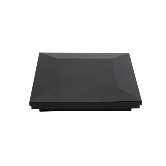 5 1/2" Sq. Ornamental Downward Low Voltage LED Lighted Vinyl Post Cap For AZEK/TimberTech Post Sleeves (Low Gloss Black)