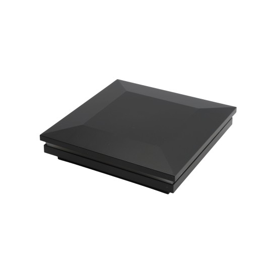 5 1/2" Sq. Ornamental Low Voltage LED Lighted Vinyl Post Cap For AZEK/TimberTech Post Sleeves (Low Gloss Black)