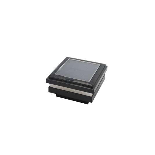 LMT 1819BLK 2" Sq. Ornamental Solar LED Lighted Vinyl Post Cap - Black