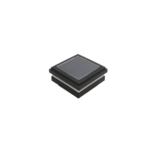 2" Sq. Ornamental Solar LED Lighted Vinyl Post Cap for Vinyl Fence and Railing (Textured Black)