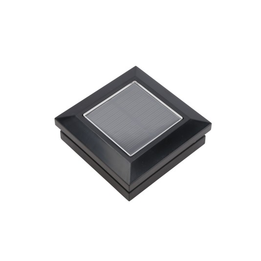 LMT 1820BLK 2.5" Sq. Ornamental Solar LED Lighted Vinyl Post Cap - Black