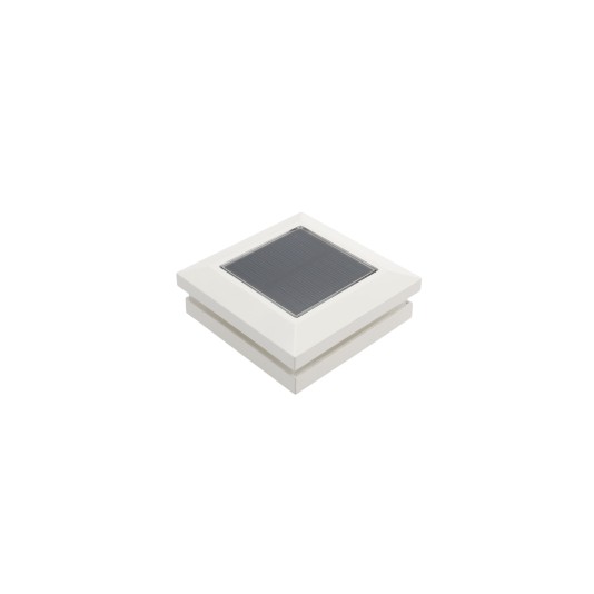 2.5" Sq. Ornamental Solar LED Lighted Vinyl Post Cap for Vinyl Fence and Railing (White)
