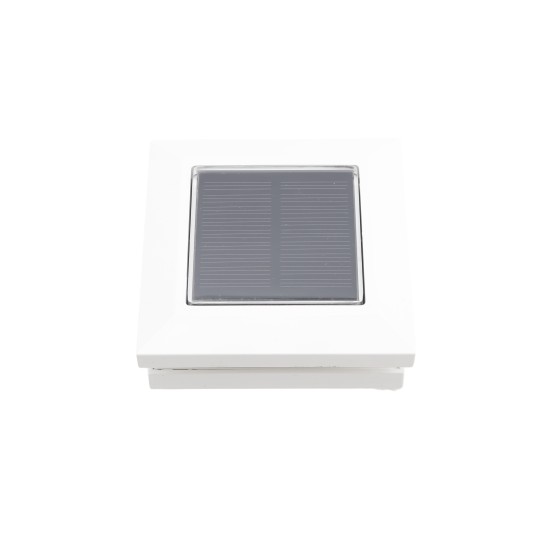 LMT 1820W 2.5" Sq. Ornamental Solar LED Lighted Vinyl Post Cap - White