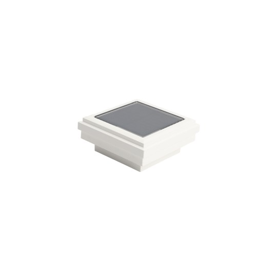 LMT 1823W 2" Sq. Ornamental Downward Solar LED Lighted Vinyl Post Cap - White