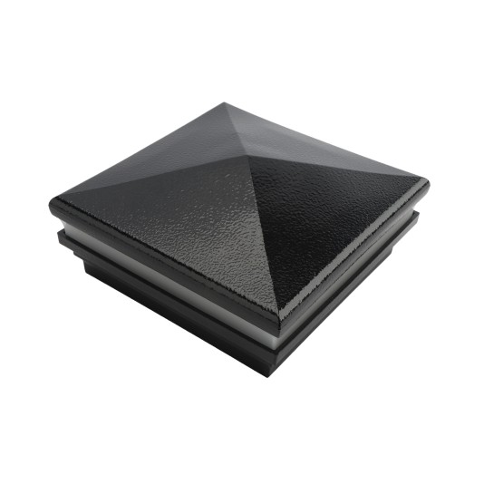 5" Sq. Neptune Halo Low Voltage LED Lighted Vinyl Post Cap for Vinyl Fence and Railing (Warm White) Hammertone Black