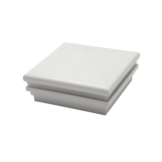 6" Sq. Neptune Halo Low Voltage LED Lighted Vinyl Post Cap for Vinyl Fence and Railing (Cool White) White (simple6)