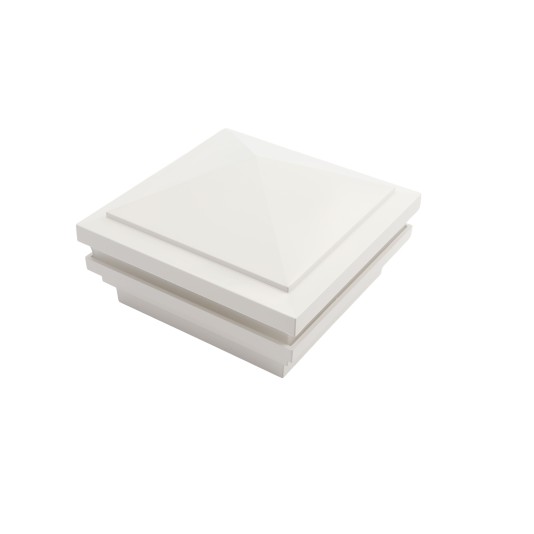 4.5" Sq. Haven Halo Low Voltage LED Lighted Vinyl Post Cap for Vinyl Fence and Railing (Warm White) White